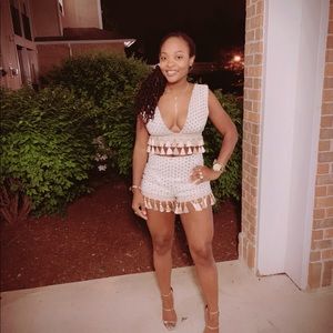 Two piece shorts set with tassels